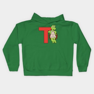 Letter T with Turtle/Tortoise Kids Hoodie